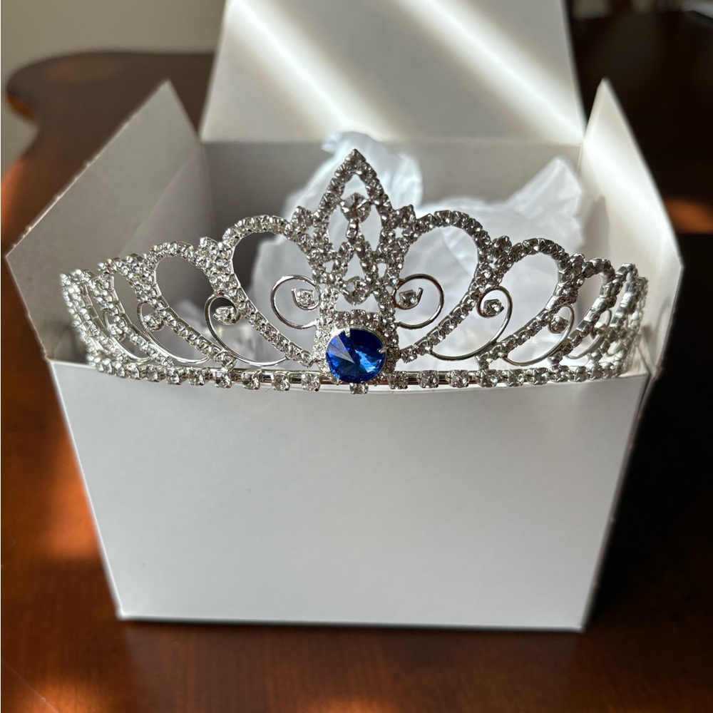 Disney Princess Silver Tiara with Blue Gem